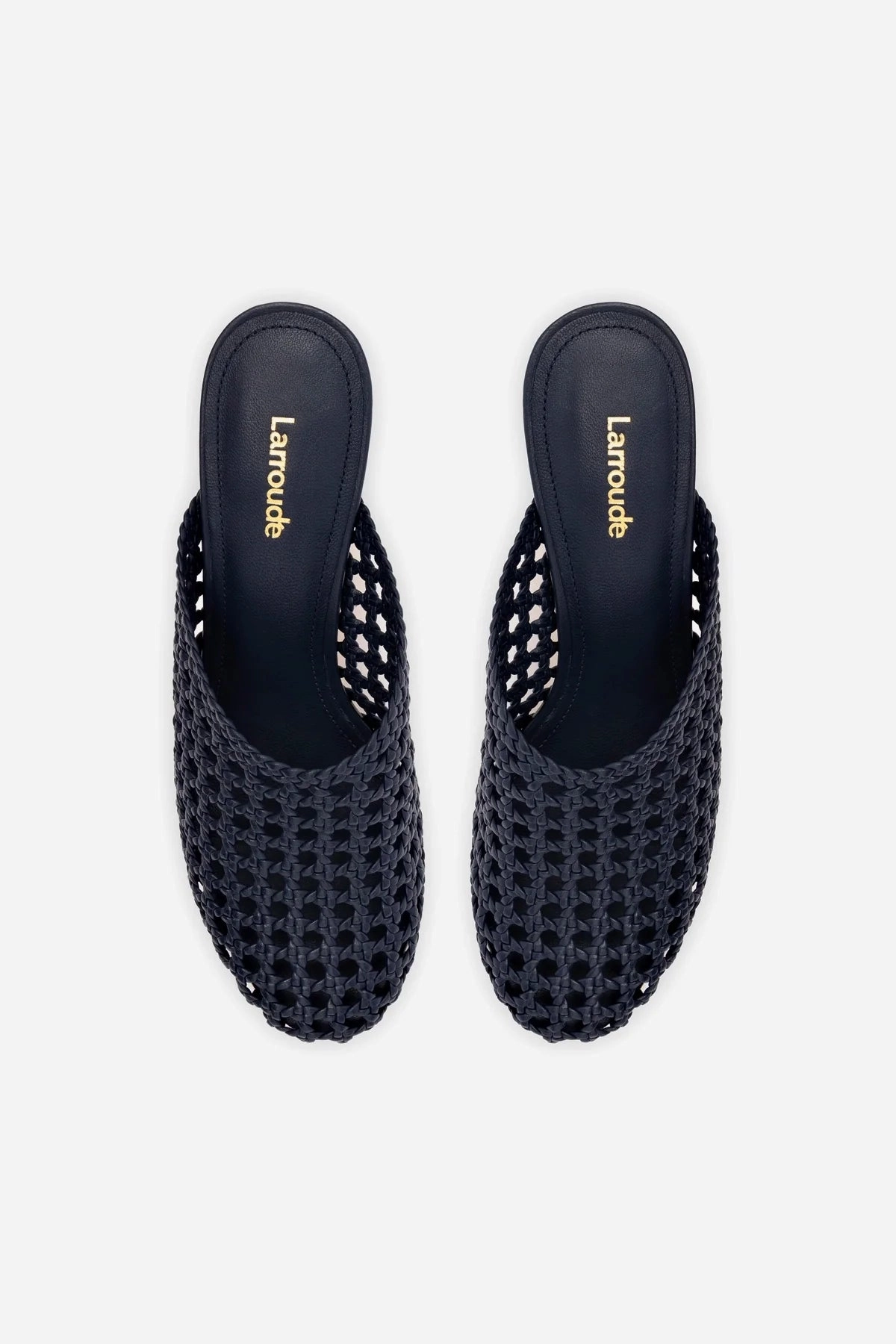 Dew Drop Macrame Mule In Navy Leather