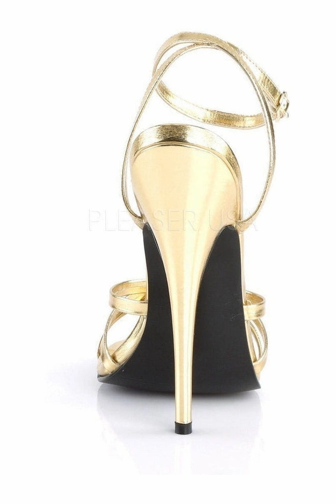 DOMINA-108 Sandal  | Gold Faux Leather