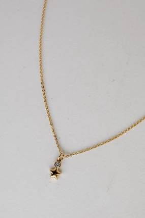 Eleanor Gold Rhinestone Star Charm Necklace