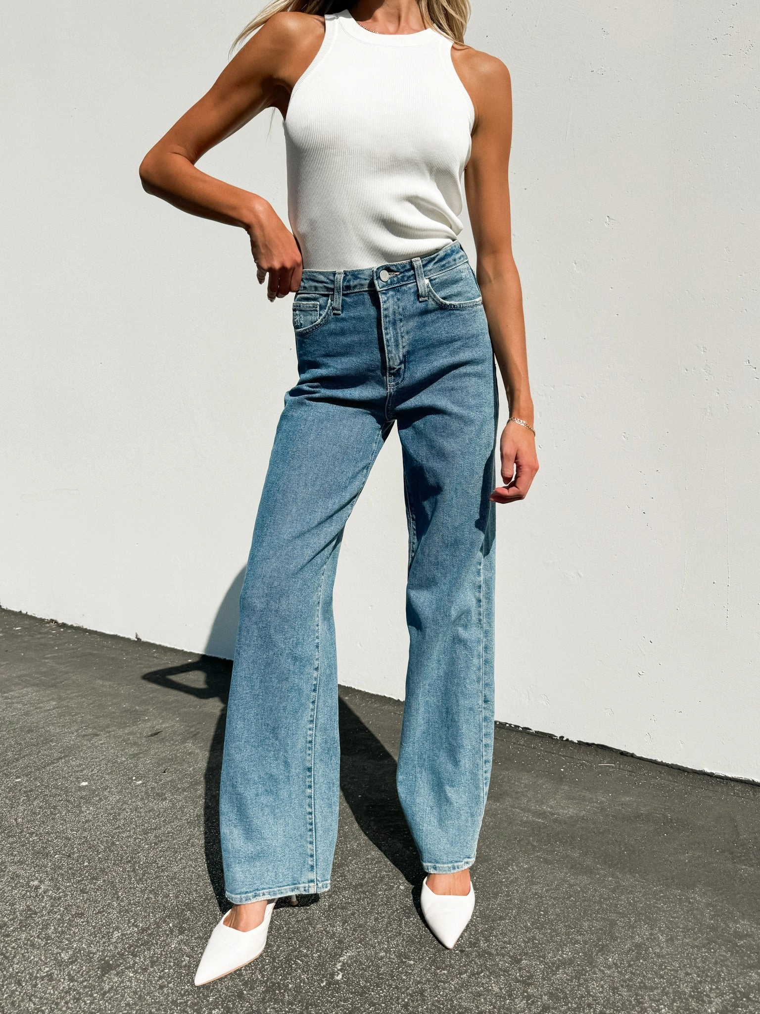 Far Out Wide Leg Jeans in Medium - Final Sale