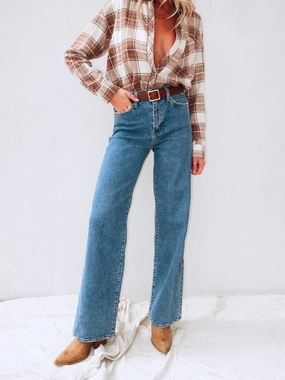 Far Out Wide Leg Jeans in Medium - Final Sale