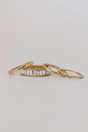 FINAL SALE - Joanna Gold Rhinestone Ring Set