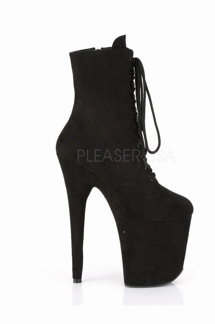 FLAMINGO-1020FS Platform Ankle Boot | Black Faux Leather