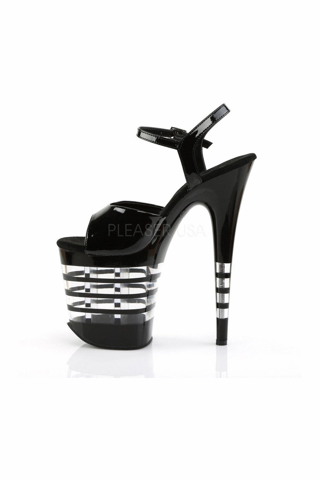 FLAMINGO-809LN Platform Sandal  | Black Patent
