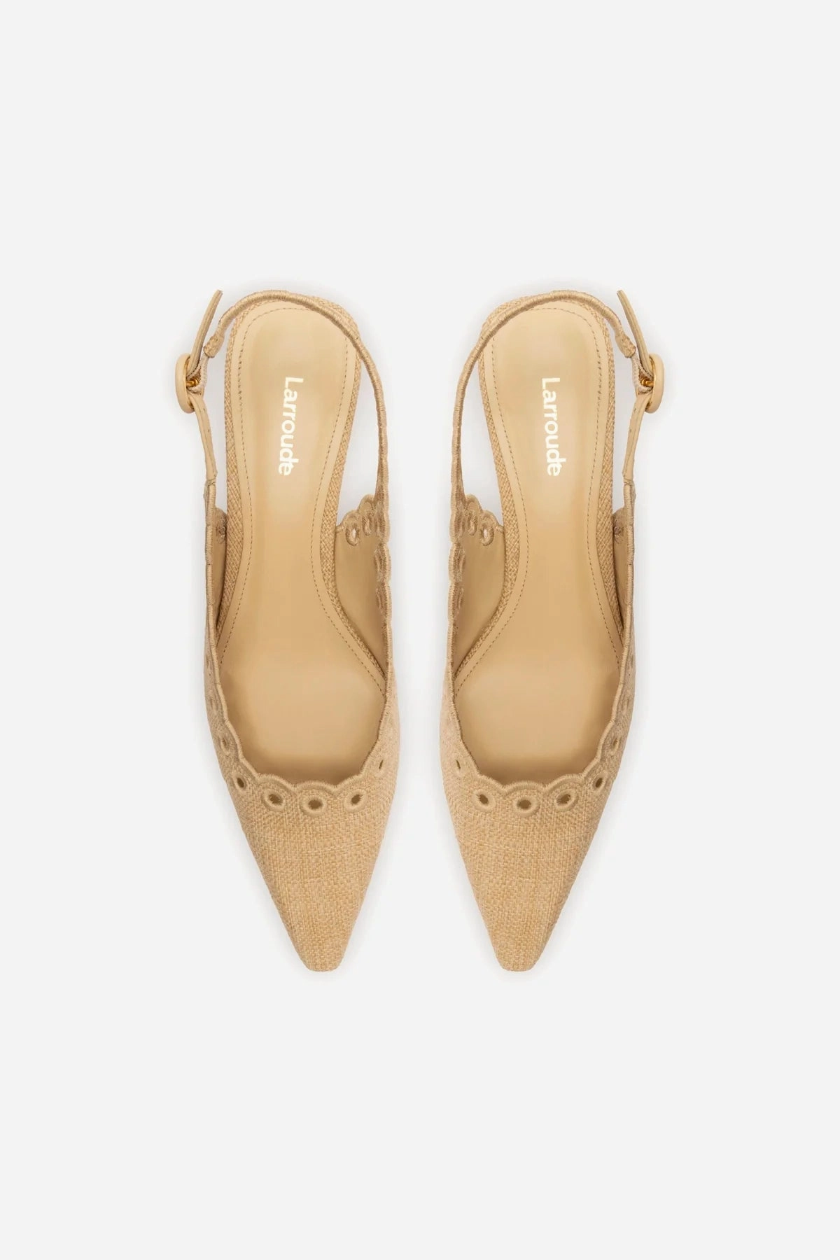 Florence Broderie Pump In Beige Raffia