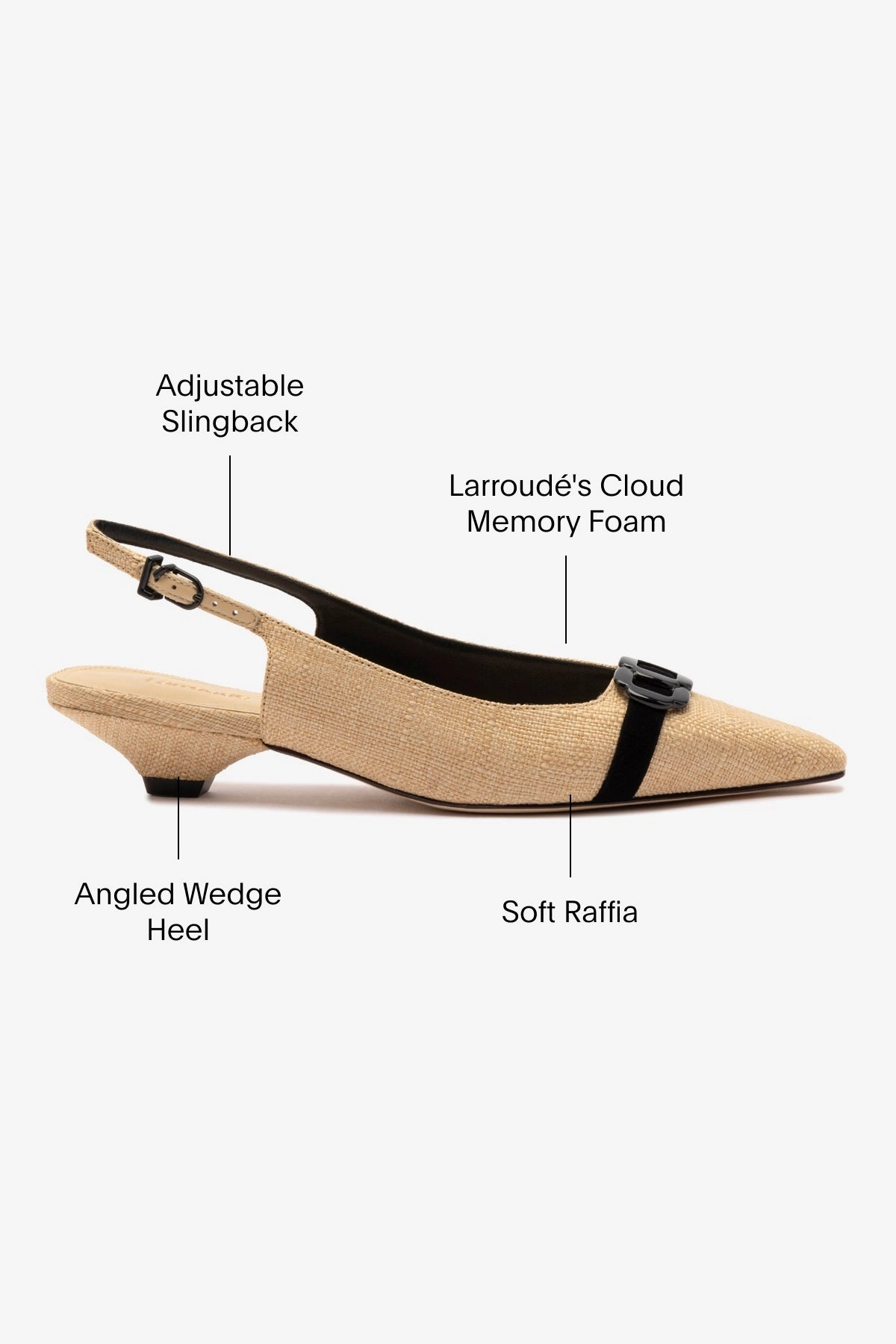 Franca Pump In Beige Raffia and Black Trimming