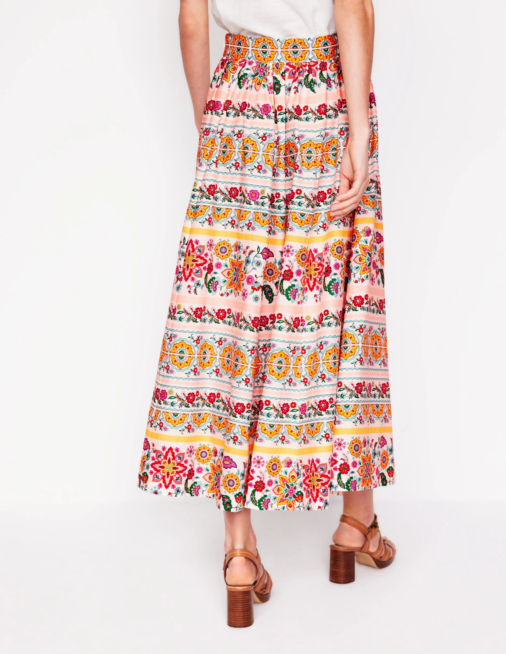 Full Poplin Maxi Skirt-Ivory, Botanical Sprig