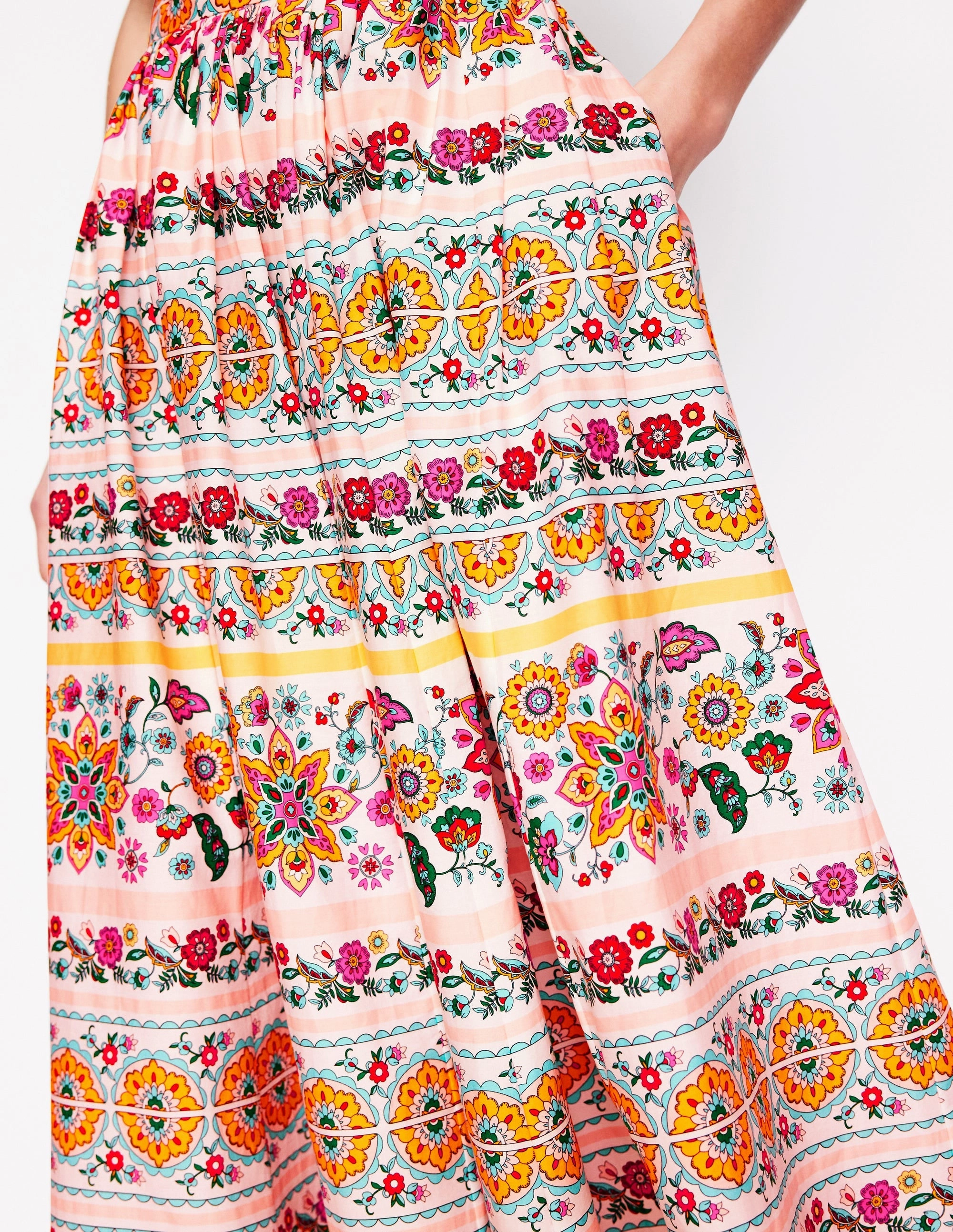 Full Poplin Maxi Skirt-Ivory, Botanical Sprig
