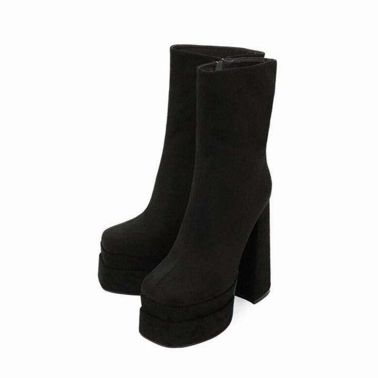 Georgia Platform Wedges Zipper Side High Heel Shoes