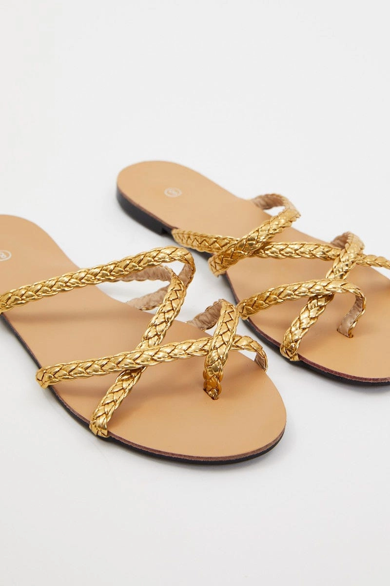 Gold Braid Woven Flat Slides