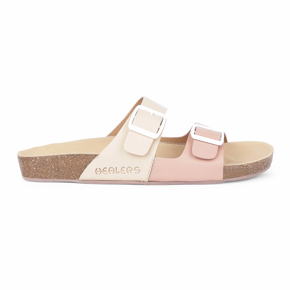 Healers Casual Peach Buckle Slider For Women J332-13 By Liberty