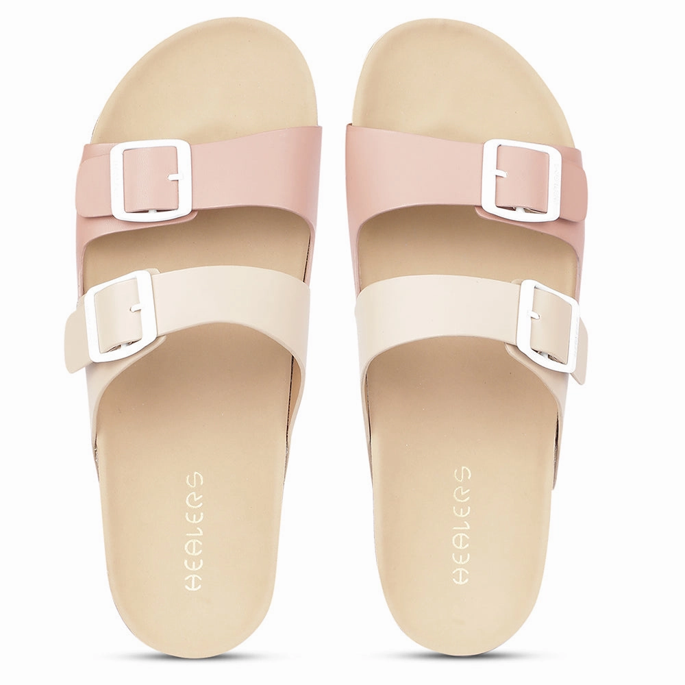 Healers Casual Peach Buckle Slider For Women J332-13 By Liberty