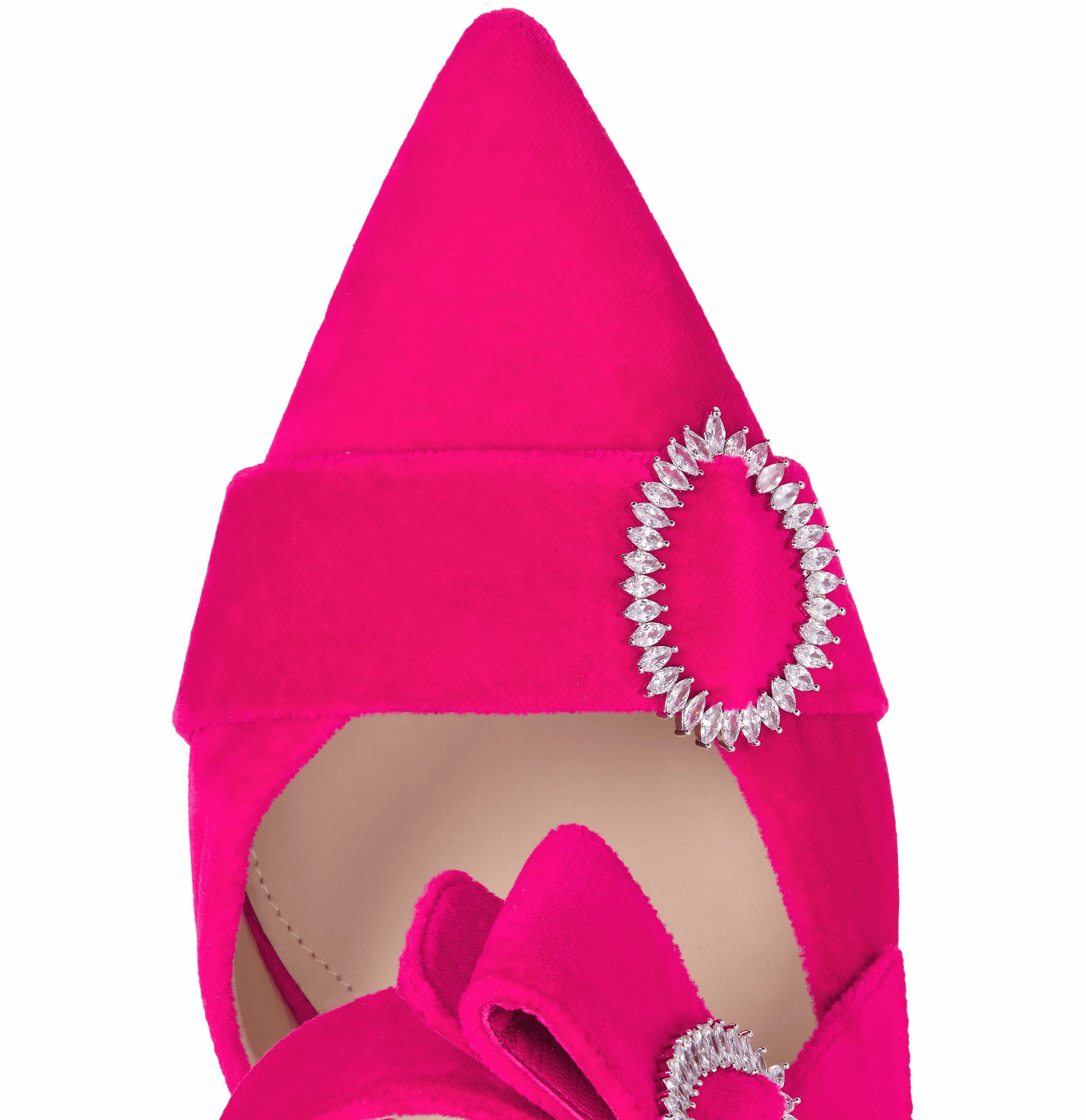 Hot Pink Velvet Bow Heel Mules