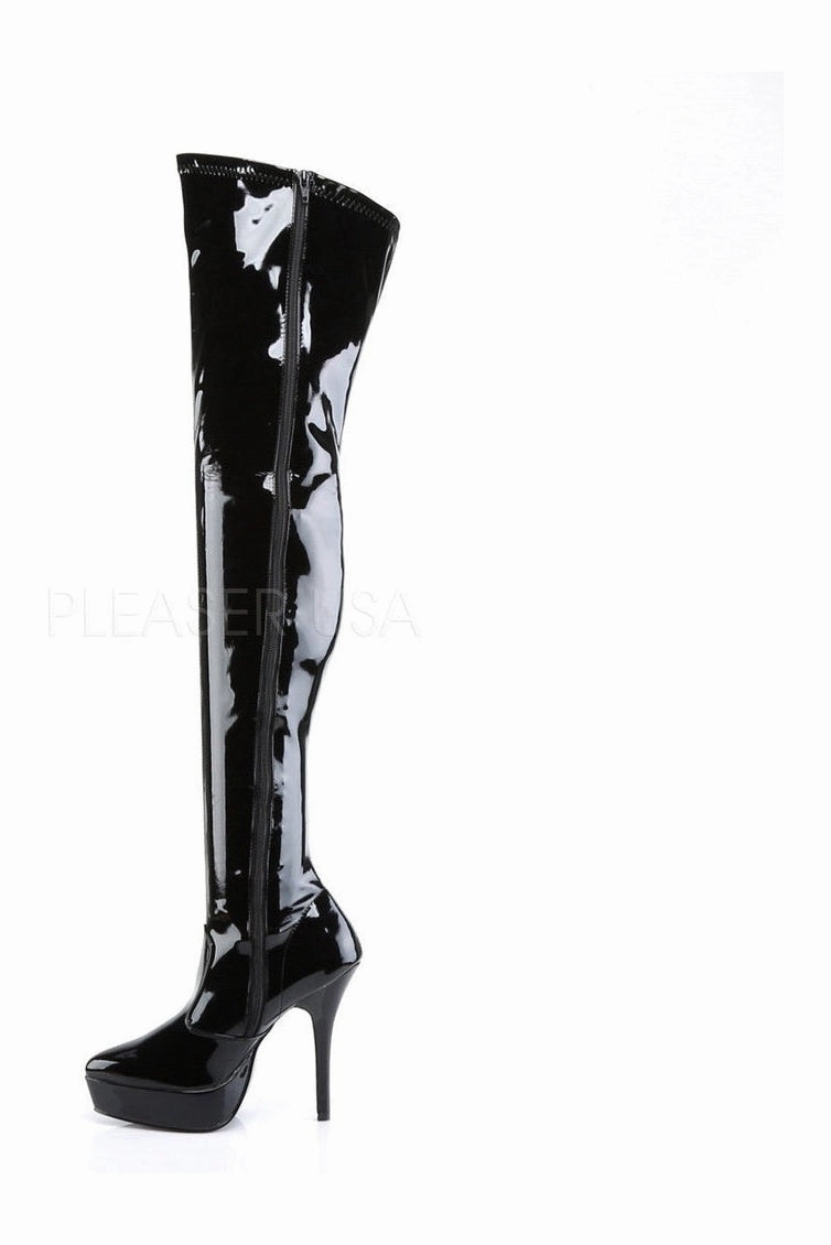 INDULGE-3000 Thigh Boot | Black Patent