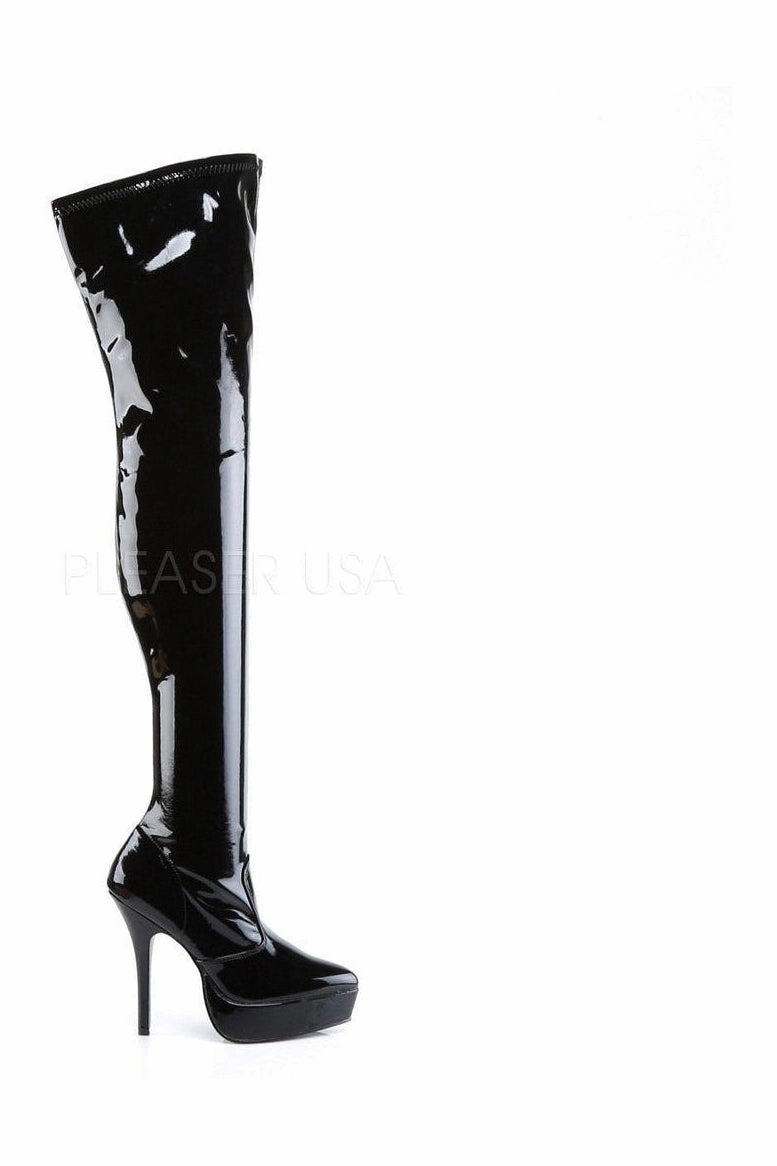 INDULGE-3000 Thigh Boot | Black Patent