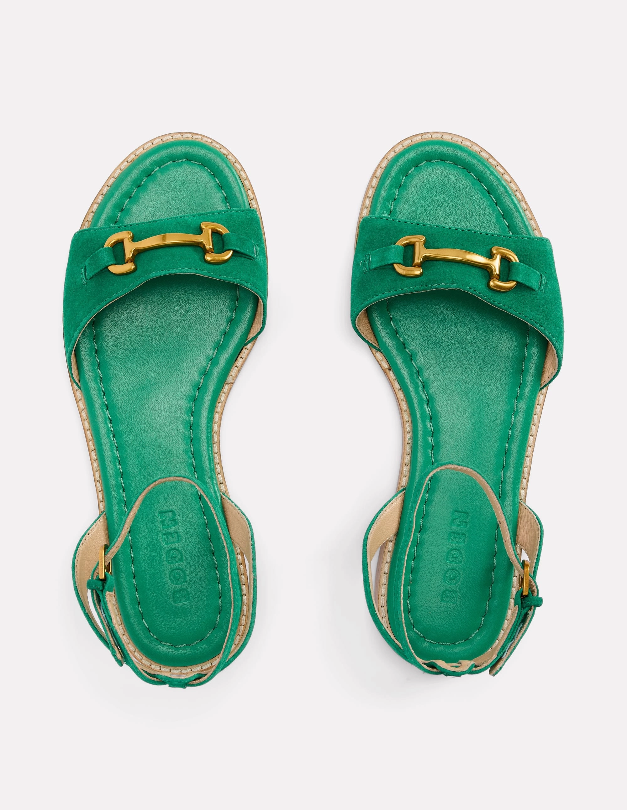 Iris Snaffle Flat Sandals-Rich Emerald
