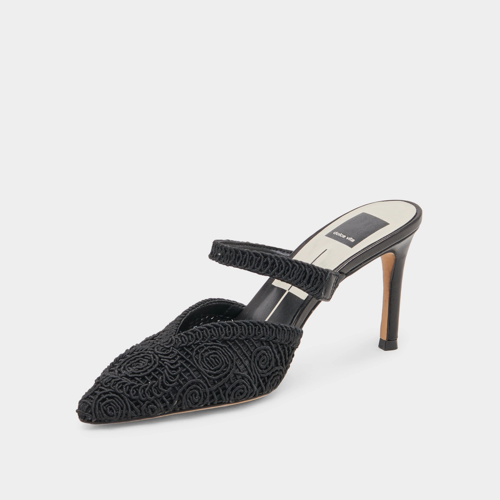 KASSY HEELS ONYX MACRAME