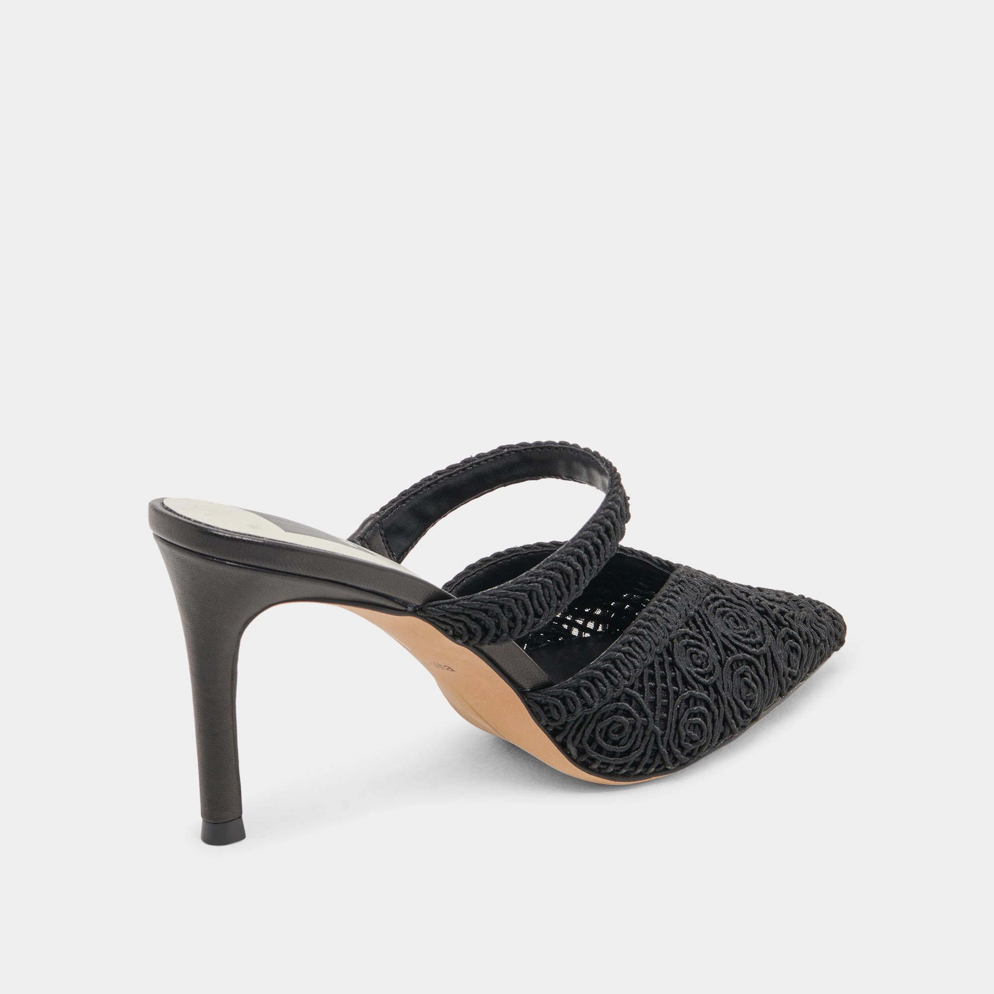 KASSY HEELS ONYX MACRAME