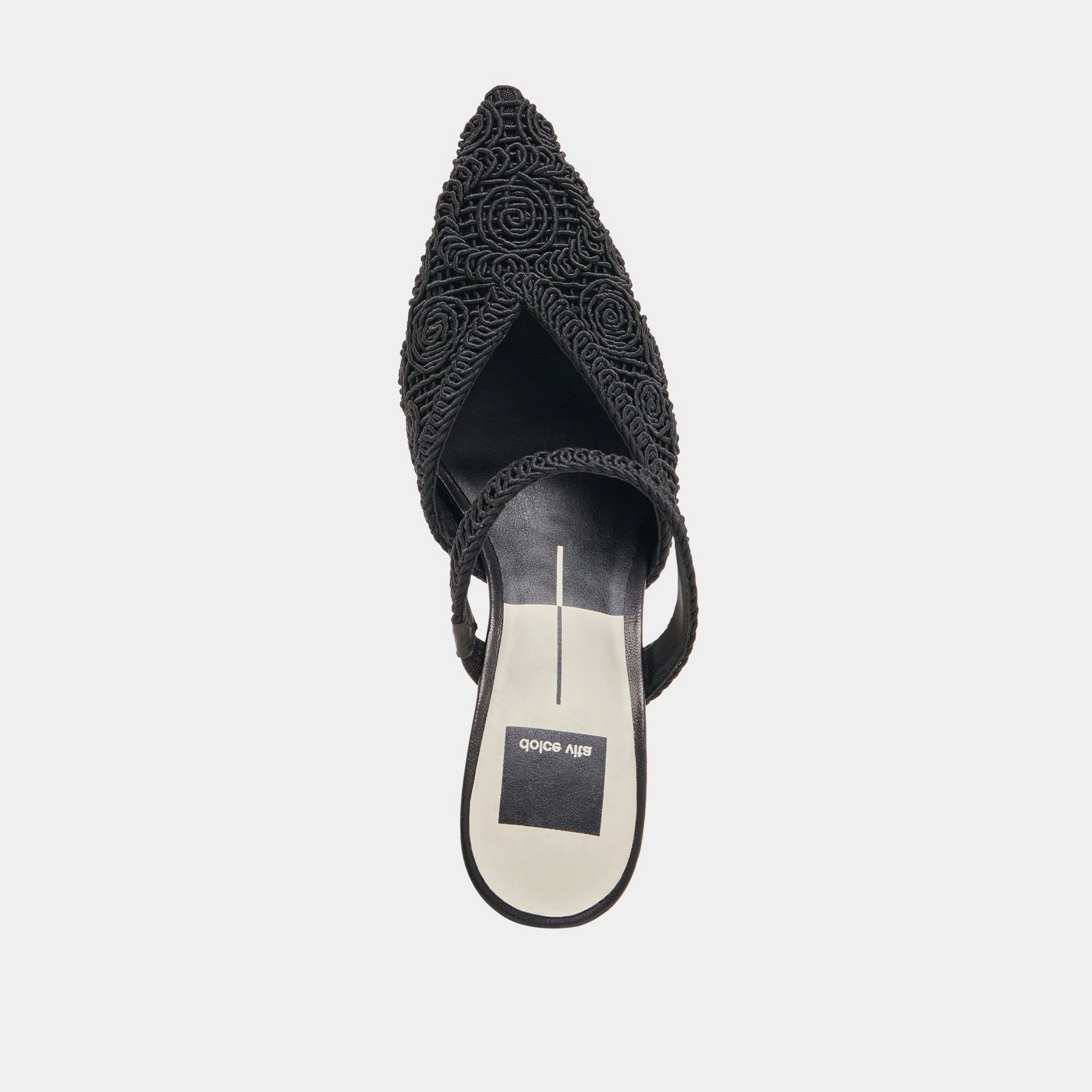 KASSY HEELS ONYX MACRAME