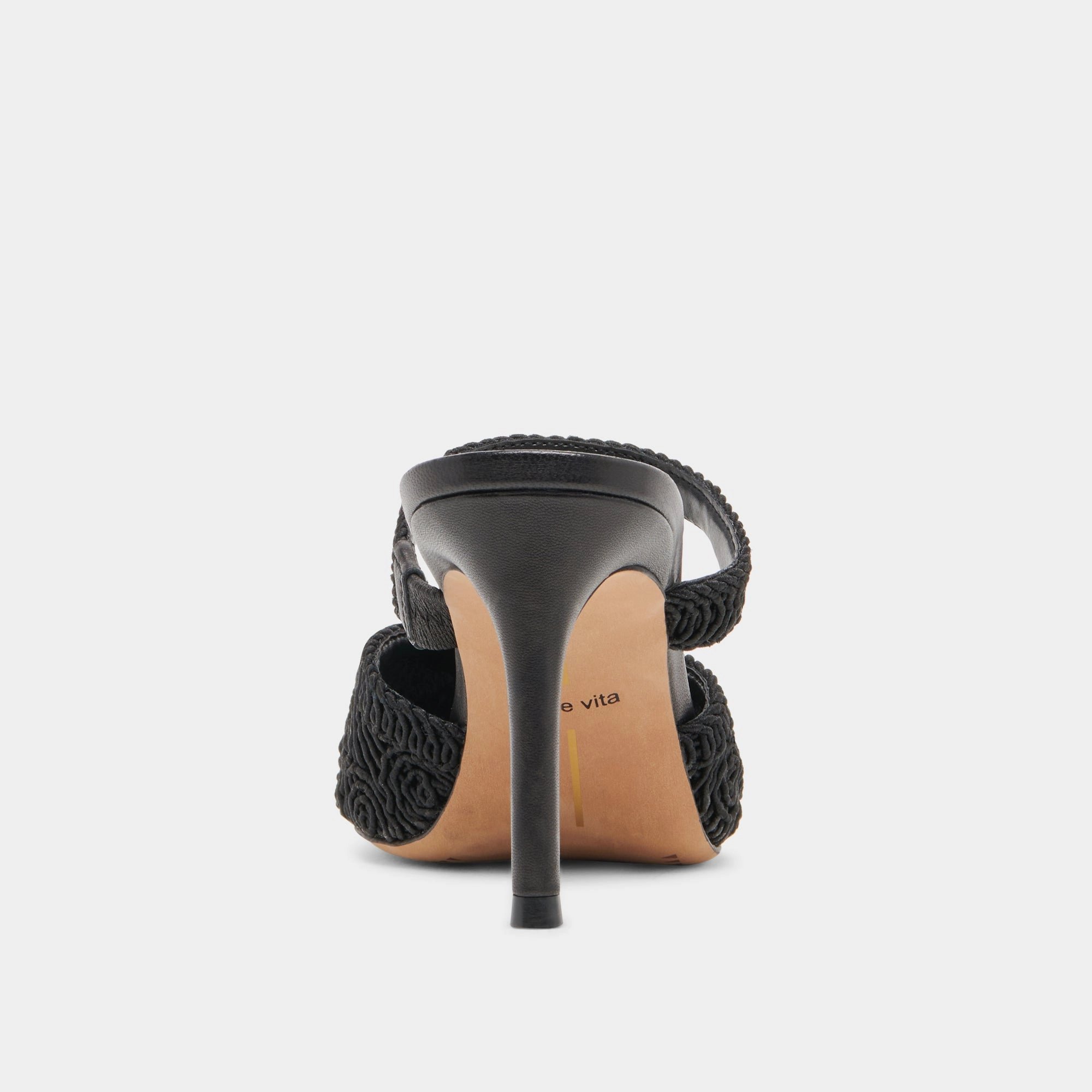 KASSY HEELS ONYX MACRAME