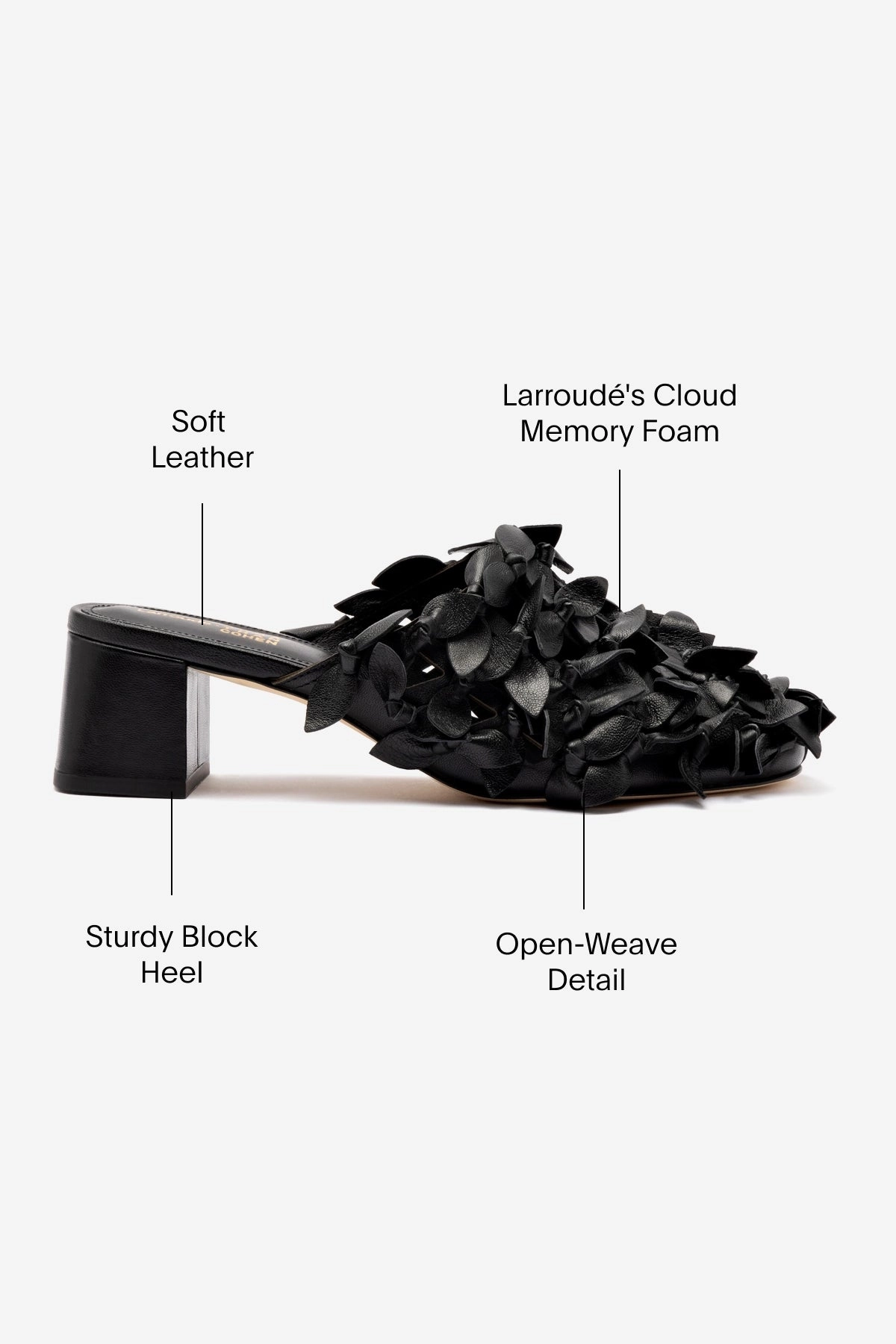 Larroudé x Jonathan Cohen Dew Drop Mule In Black Leather
