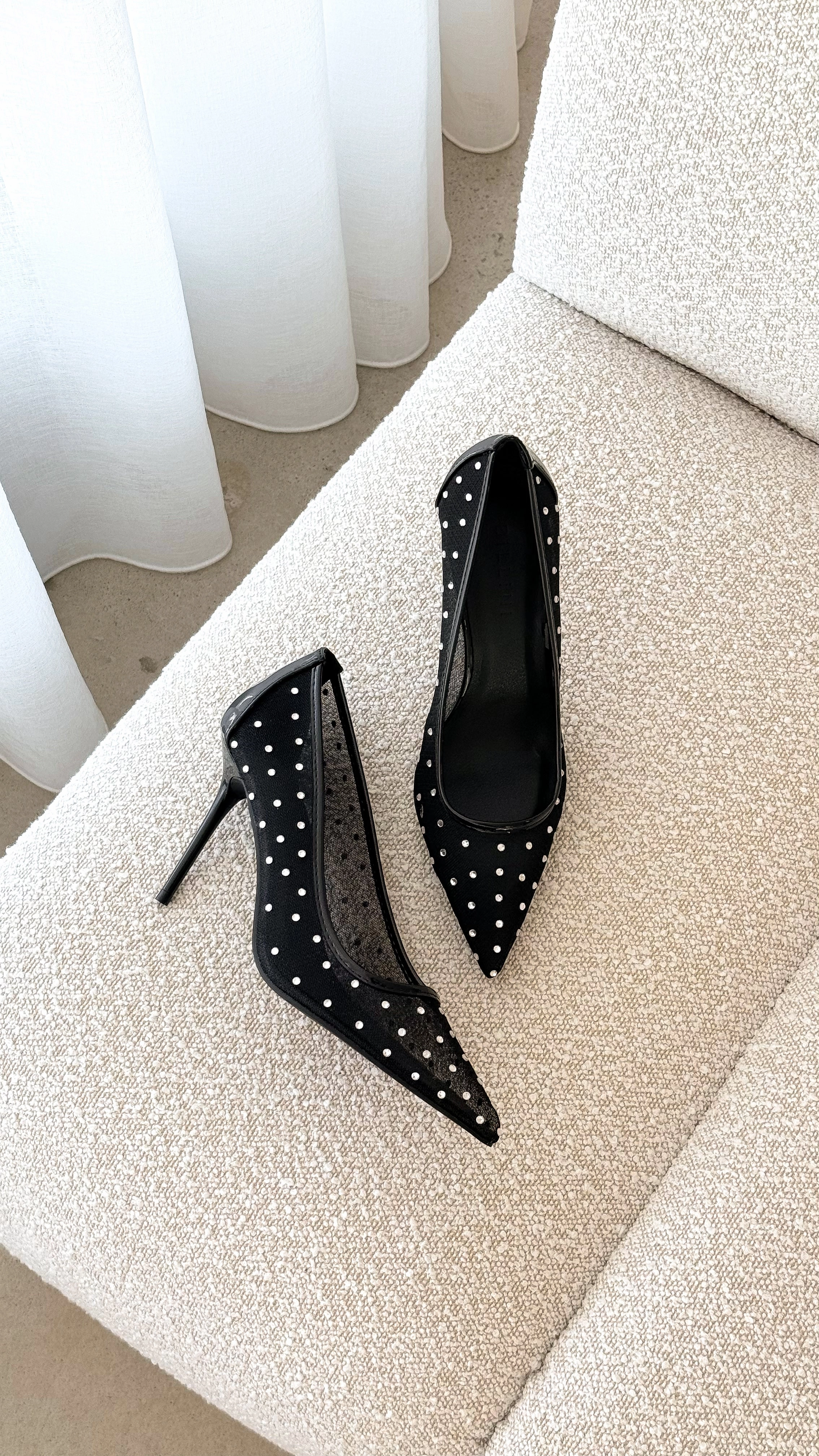 Lee Heels - Black Mesh Diamante