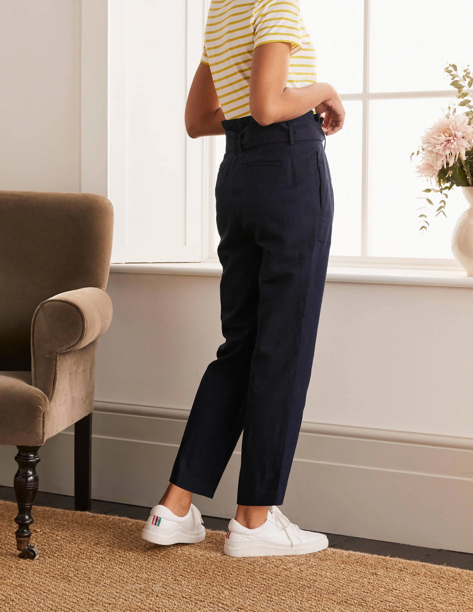 Ludgate Paperbag Pants-Navy