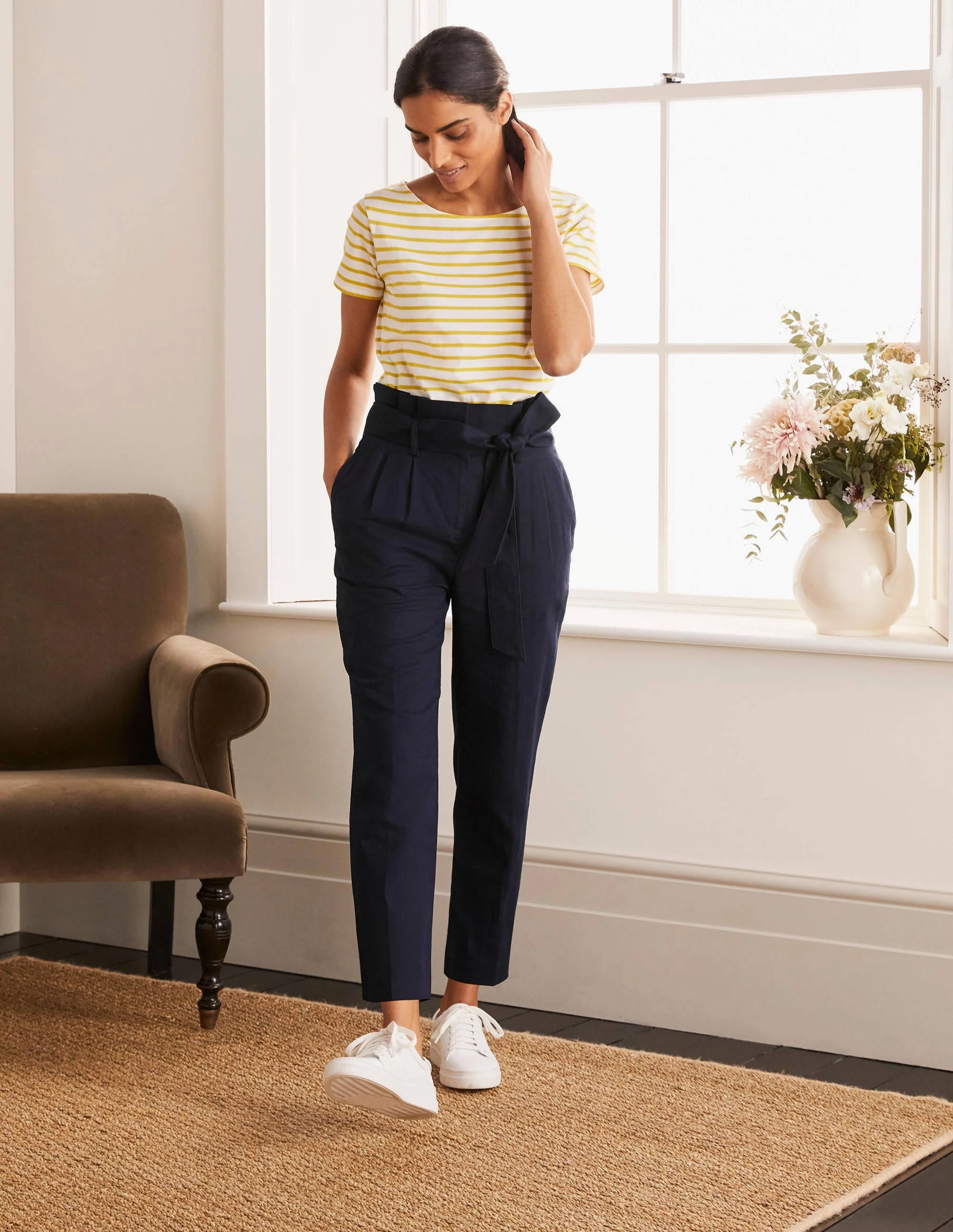 Ludgate Paperbag Pants-Navy