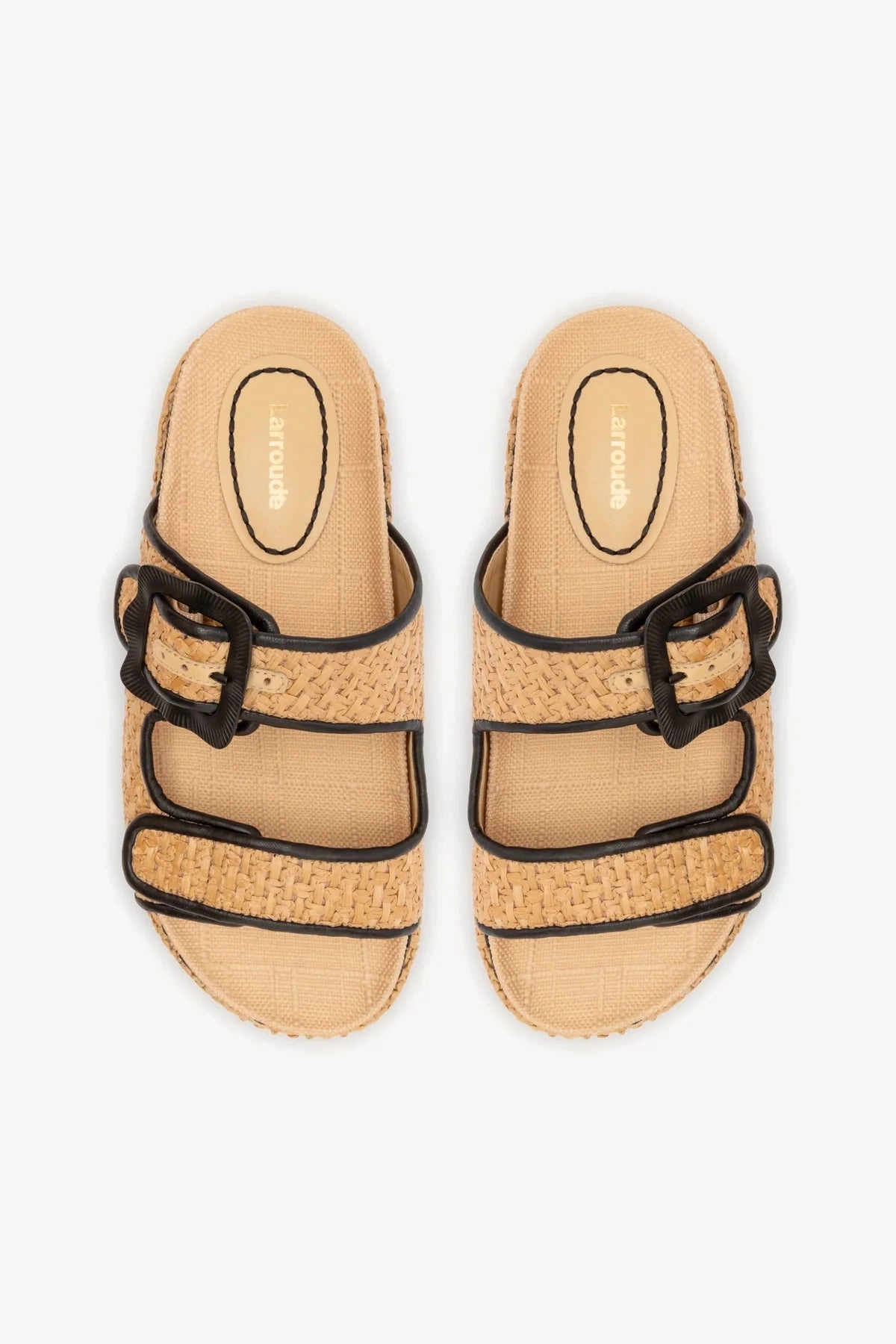 Maui Slide In Tapestry Natural Raffia and Black Trimming