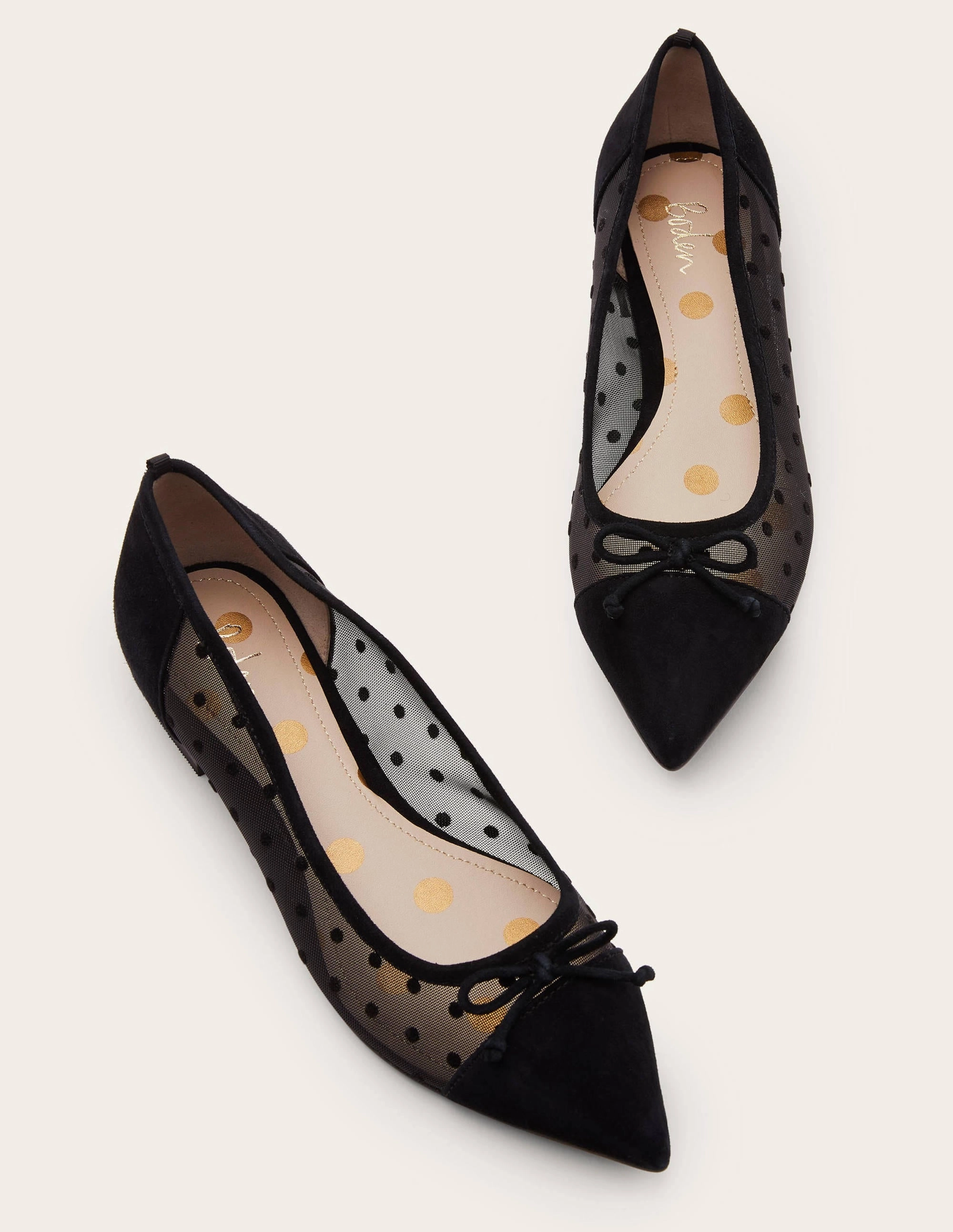 Mesh Detail Ballerina-Black