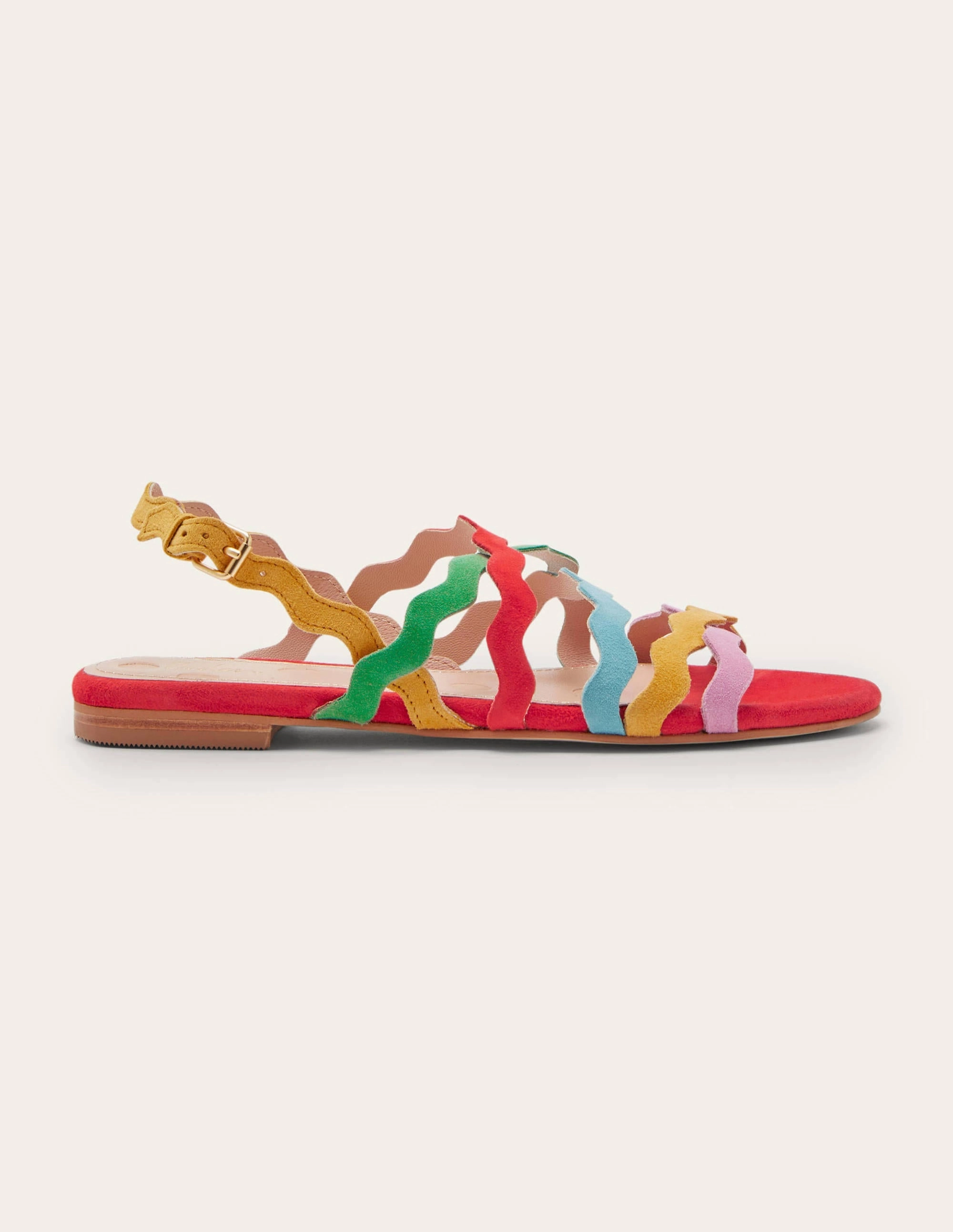 Multi Strap Flat Sandals-Bright Poppy Multi