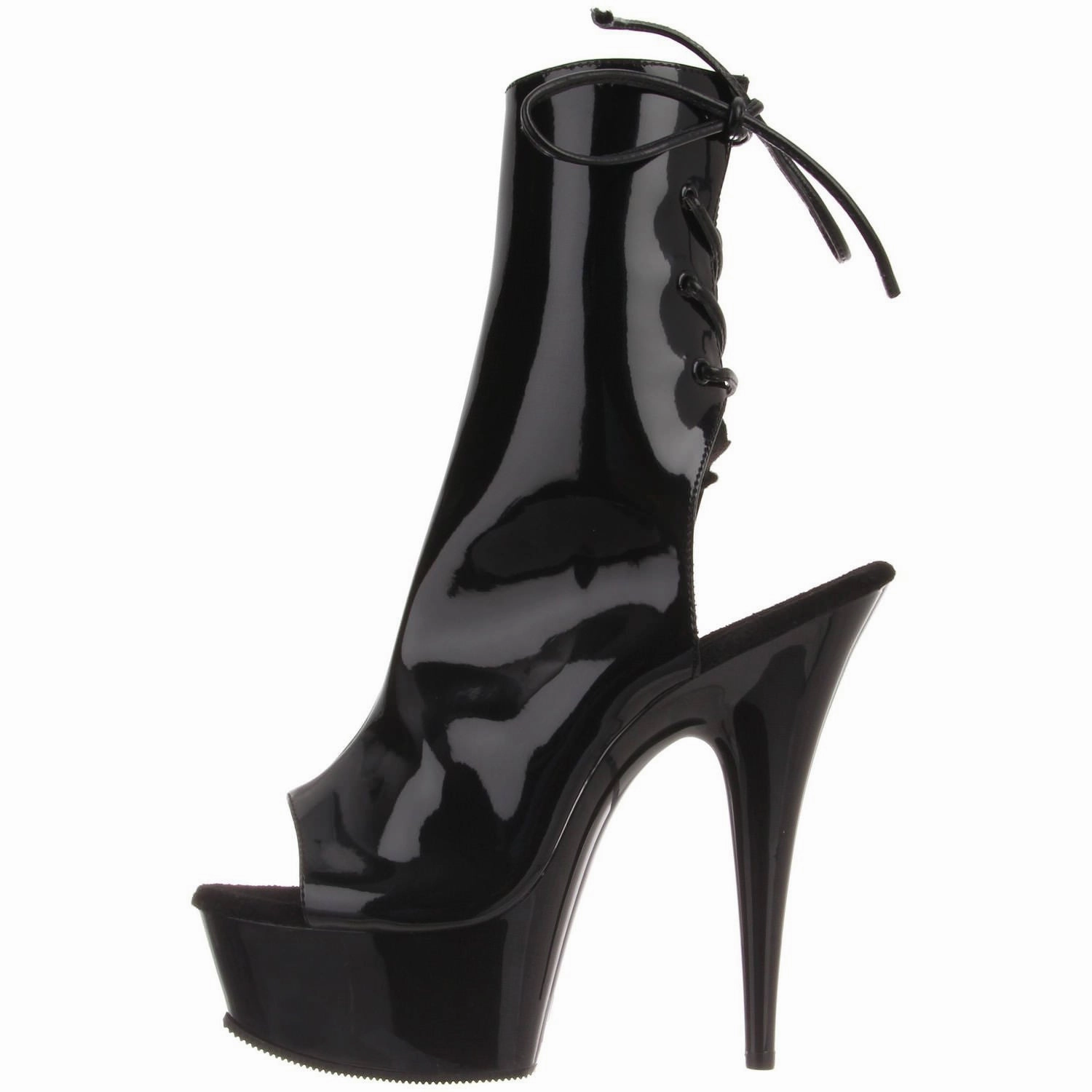PLEASER DELIGHT-1018 Black Pat Ankle Boots