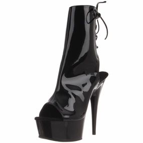 PLEASER DELIGHT-1018 Black Pat Ankle Boots