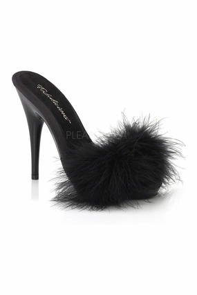 POISE-501F Slide | Black Genuine Satin