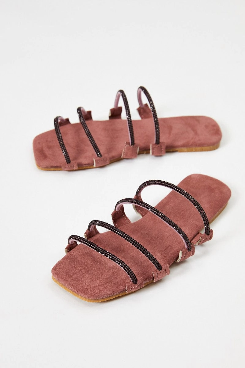 Purple Strappy Flat Slides
