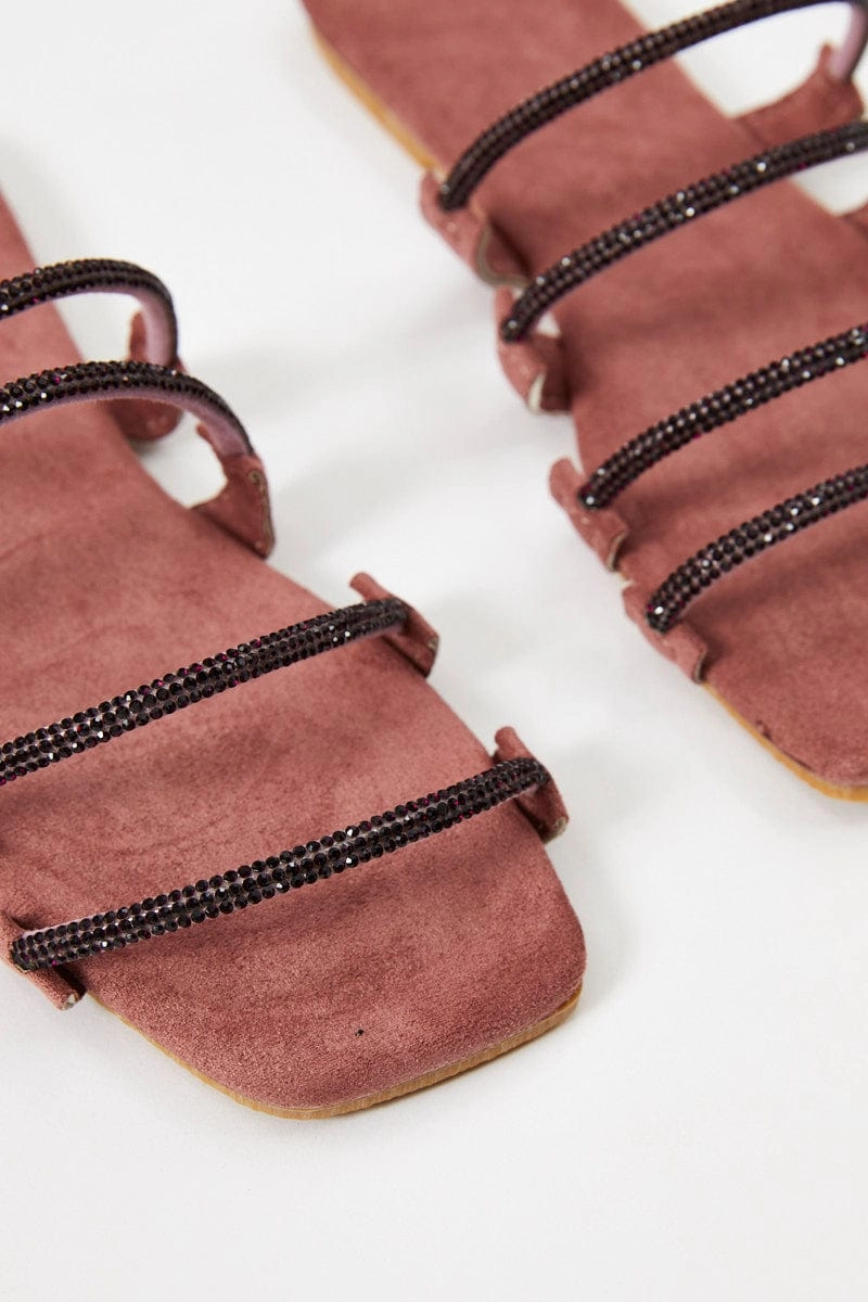 Purple Strappy Flat Slides