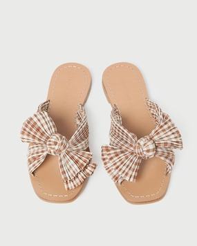 Rima Brown Gingham Bow Sandal