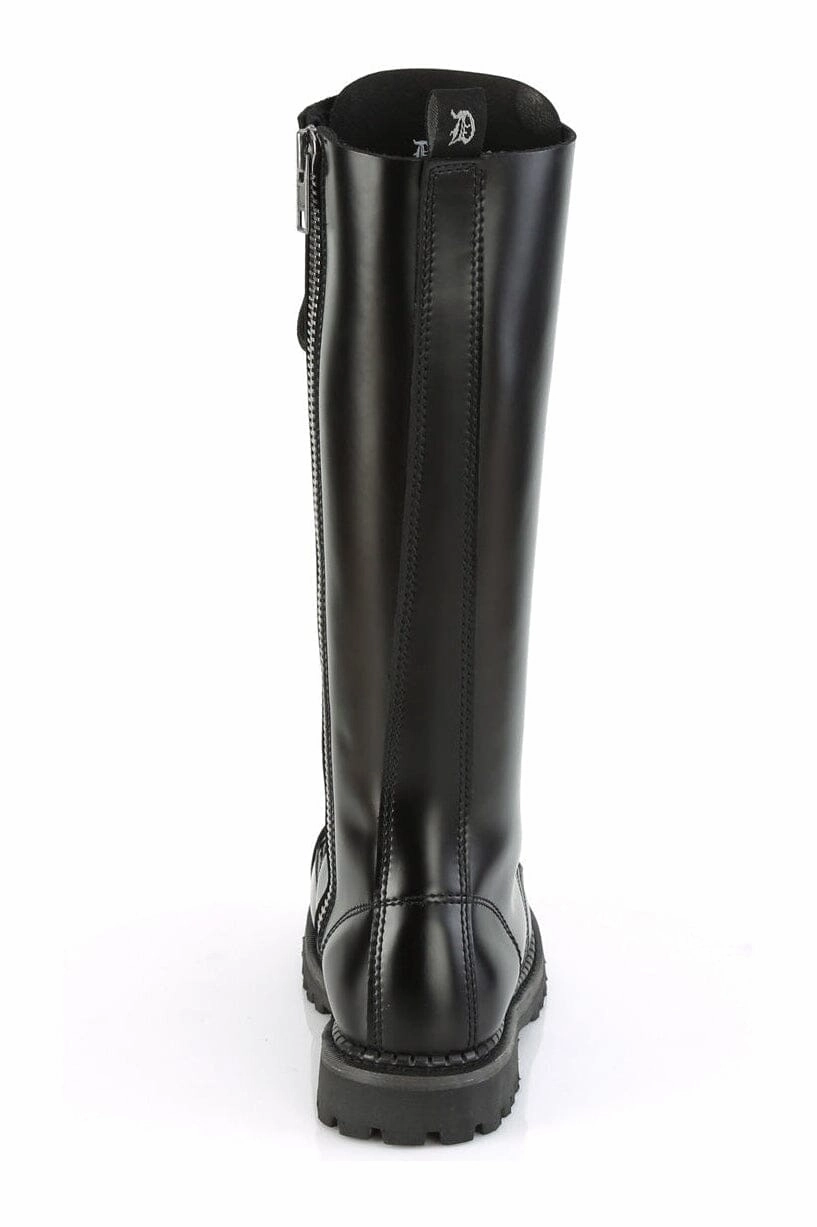 RIOT-20 Black Leather Knee Boot