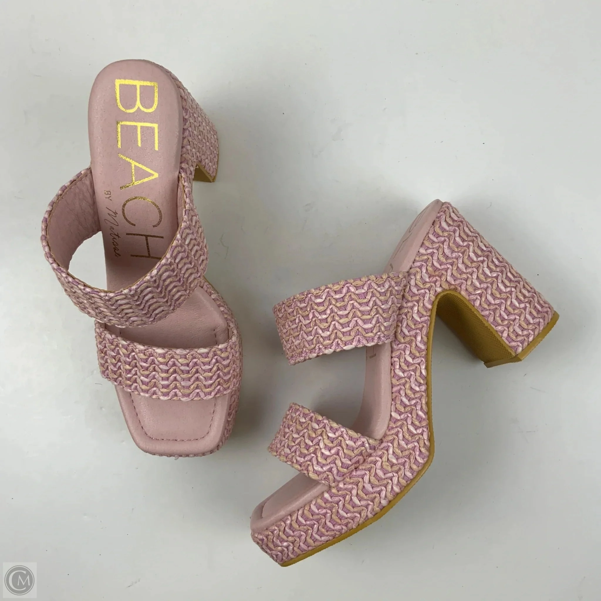 Sandals Heels Block By Clothes Mentor In Pink, Size: 10