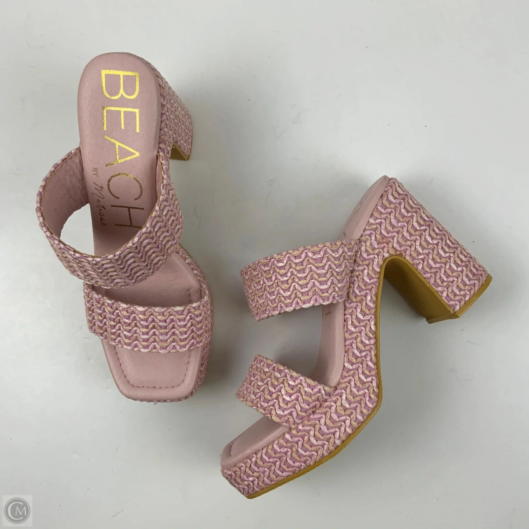 Sandals Heels Block By Clothes Mentor In Pink, Size: 10