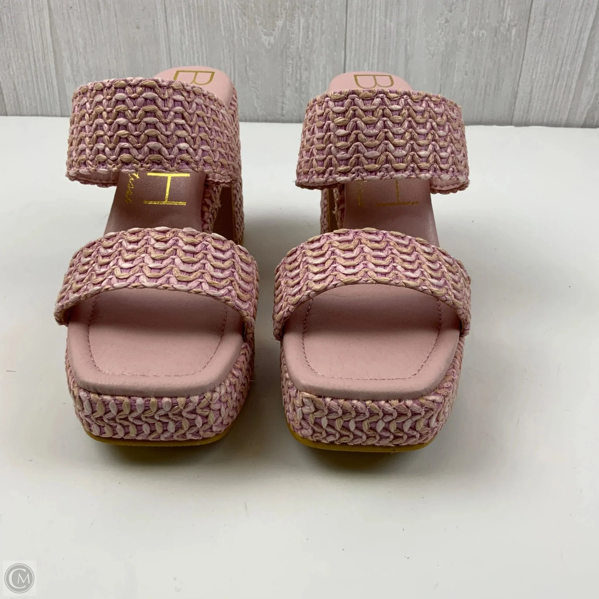 Sandals Heels Block By Clothes Mentor In Pink, Size: 10