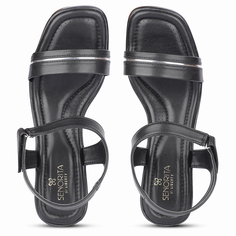 Senorita Casual Black Block Heel Sandal For Women D839-01 By Liberty