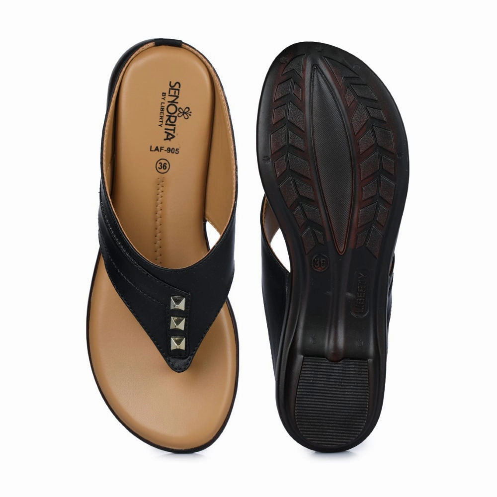 Senorita Casual (Black) Slipper For Women LAF-905 By Liberty