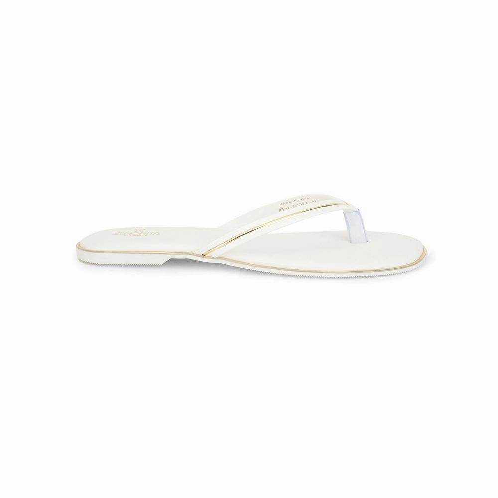 Senorita Casual White Slippers For Women PPU-3 By Liberty