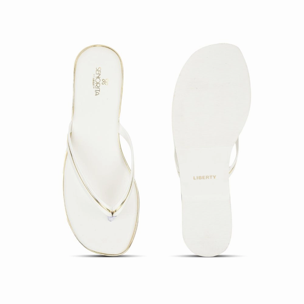 Senorita Casual White Slippers For Women PPU-3 By Liberty