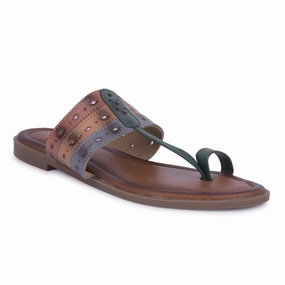 Senorita Green Ethnic Toe Ring Slippers For Women LAX-5 By Liberty