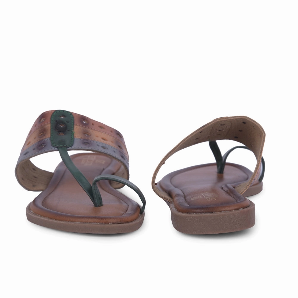 Senorita Green Ethnic Toe Ring Slippers For Women LAX-5 By Liberty