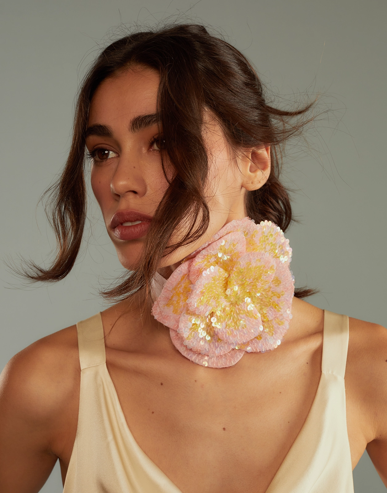 Sequin Flower Tie