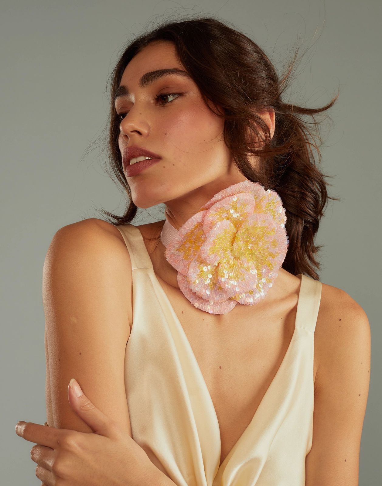 Sequin Flower Tie