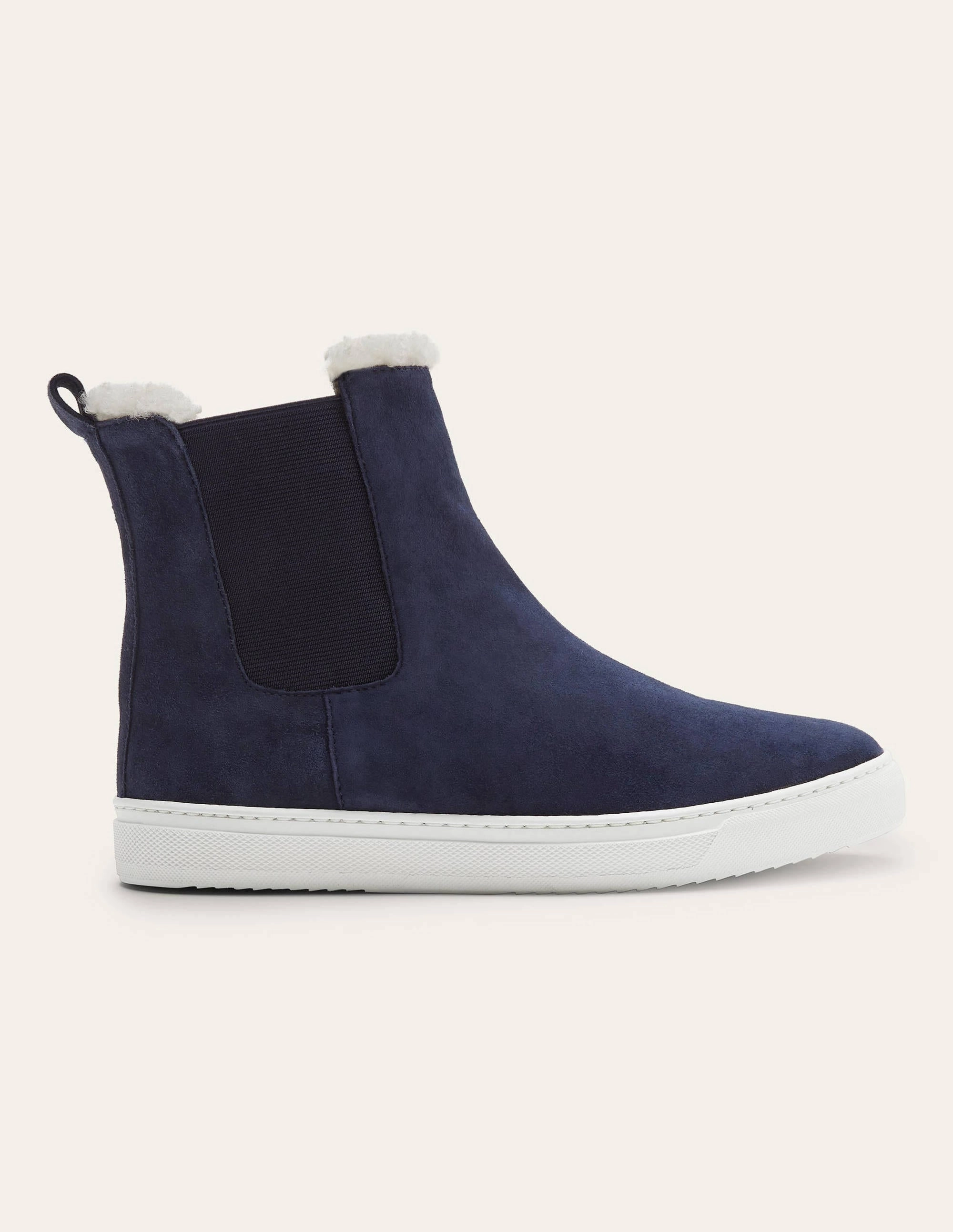 Shearling Chelsea Boots-Navy